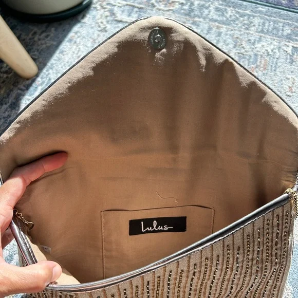 Lulu's Beaded Clutch - Brown and Gold - Picture 5 of 9